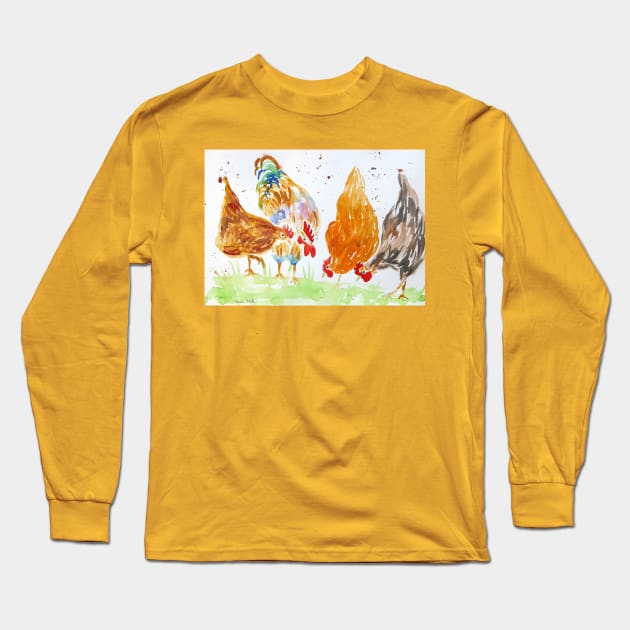 Cackling Hens Long Sleeve T-Shirt by Casimirasquirkyart